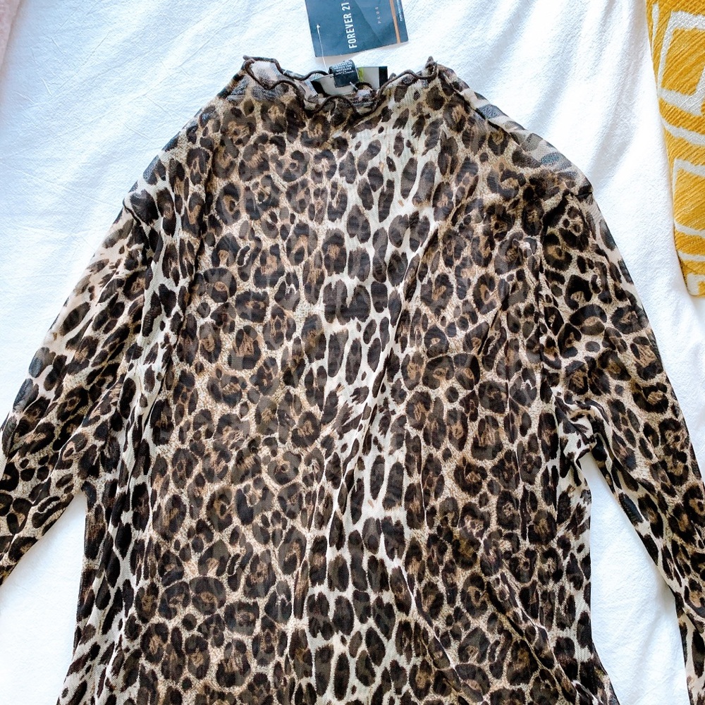 Sheer cheetah print long sleeve